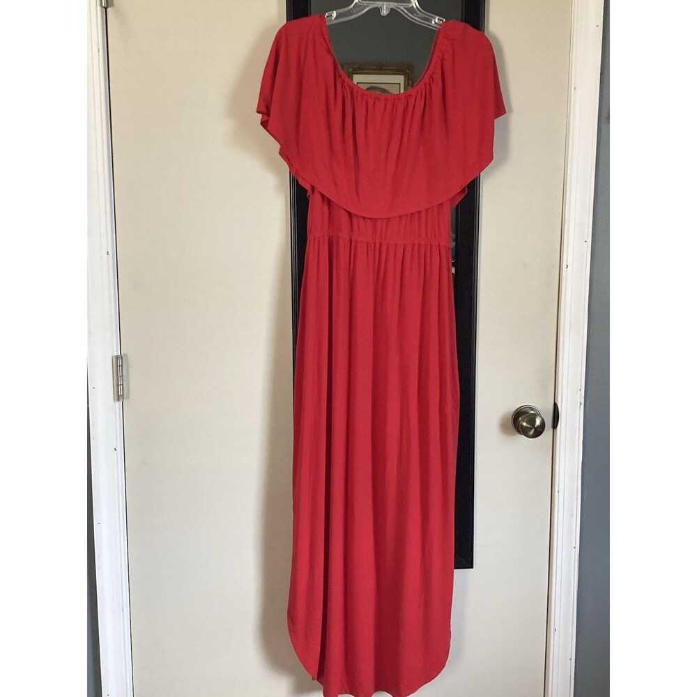 CATO Red Maxi Dress Large Sleeveless Pockets Relaxed Stretch Good Condition